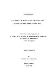 Black parents: an analysis of their expectations of the roles and functions of the public school system, 1975