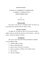 An Analysis of the advantages of the quarter system as compared to the semester system in selected secondary schools: Extracurricular activities program in selected schools of region II, GT and EA Georgia, 1959-60, 1975