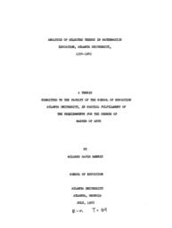 Analysis of selected theses in mathematics education, Atlanta University, 1954-1965, 1968