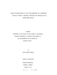 Relative effectiveness of the 'text-centered' and 'experience-activity' method of teaching vocabulary and language to second grade pupils, 1968