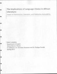 The implications of language choice in African literature: Impact of globalization, education, and publication accessibility, 2015