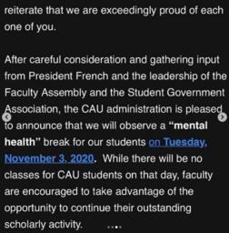 Clark Atlanta University Correspondence About Election Day, November 2, 2020