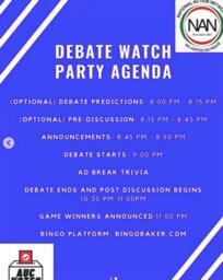 Debate Watch Party Agenda, September 29, 2020