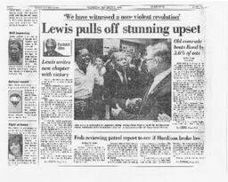 "Lewis pulls off stunning upset", Wednesday, September 3, 1986