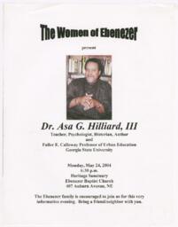 The Women of Ebenezer Present Dr. Asa G. Hilliard Flyer, Monday May 24, 2004