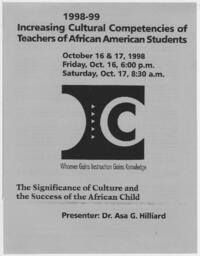 Asa Hilliard Presentation Flier, October 16-17, 1998