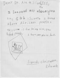 Children's Thank You Note, March 20, 1989