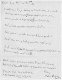 Children's Thank You Note, March 20, 1989