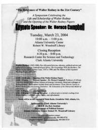 The 1st Walter Rodney Symposium, March 23, 2004