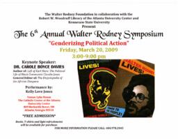 The 6th Annual Walter Rodney Symposium, March 20, 2009