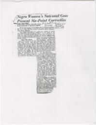 "Negro Women's National Cou[ncil] Present Six-Point Corrective", August 14, 1943