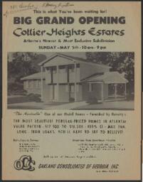 Collier Heights Grand Opening Flier, circa 1955