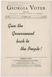 Georgia Voter: Published by League of Women Voters of Georgia, Vol. XX, No. 4, October 1949