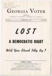 Georgia Voter: Published by League of Women Voters of Georgia, Vol. XX, No. 6, February 1950