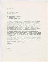 Correspondence to Mayor Maynard H. Jackson About Operation NIP, September 30, 1974