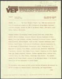 "Announcement of Speakers for the VEP's Contemporary Voting Rights Conference", September 29, 1981