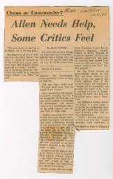 "Allen Needs Help, Some Critics Feel", December 9, 1969