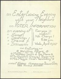 "An Entertaining Evening with your Neighbors on Voter Information", circa 1967