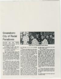 "Greensboro, City of Racial Paradoxes", by Stephen J. Goldfarb, circa 1993