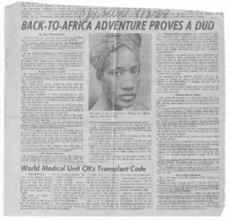 "Back to Africa Adventure Proves a Dud", August 1968