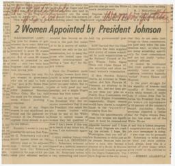 "2 Women Appointed by President Johnson", November 23, 1960