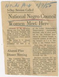 "5-Day Session Called National Negro Council Women Meet Here" Article, November 8, 1955