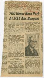 "700 Honor Rosa Park at SCLC Ala. Banquet" Article, August 12, 1965