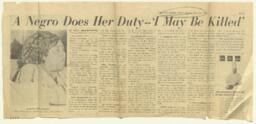 "A Negro Does Her Duty--'I May Be Killed" Article, April 24, 1964