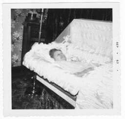 Elderly Woman Lying in a Casket, circa 1957