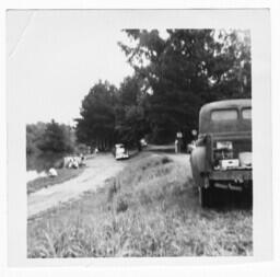 A Truck Parked on an Embankment, circa 1950