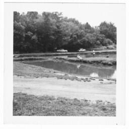 People Fishing in a Lake, circa 1950