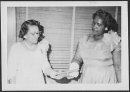 Two Women in Formal Dresses, circa 1958