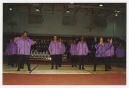 A Step Team on a Basketball Court at the Homecoming Step Show, 1992