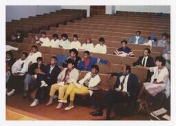 A Group of Young Men and Women in an Auditorium at an Admissions Orientation Event, circa 1985