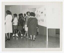 A Group of Unidentified Women at an Art Exhibit, circa 1965