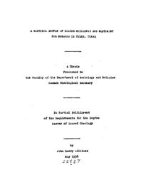 A critical survey of church buildings and equipment for Negroes in Tyler, Texas, 1956