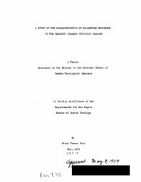 A study of the characteristics of in-service ministers in the Benedict College extension classes, 1959