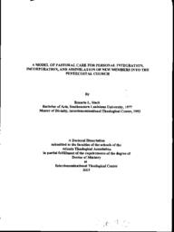 A model of pastoral care for personal integration, incorporation, and assimilation of new members into the Pentecostal church, 2003