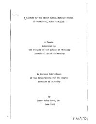 A history of the Mount Carmel Baptist Church of Charlotte, North Carolina, 1951