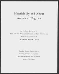 Materials By and About American Negroes, October 21-23, 1965