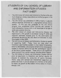 Students of CAU School of Library and Information Studies Fact Sheet, September 4, 2004