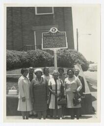 Bethel AME Church Sign with Churchgoers, circa 1960