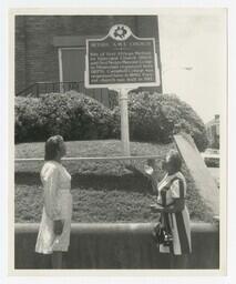 Bethel AME Church Sign and Women, circa 1960