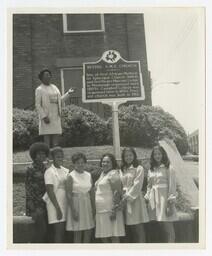 Bethel AME Church Sign and Women, circa 1960