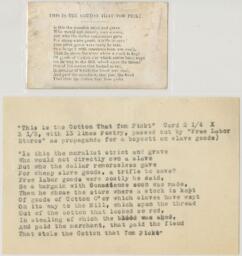 "This is a Cotton that Tom Pickt" Poem Propaganda Card, circa 1860