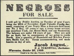 Negroes Auction Flyer, 1859