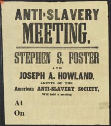 Anti-Slavery Meeting Flyer, circa 1850