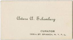 Arturo Schomburg Card, circa 1928