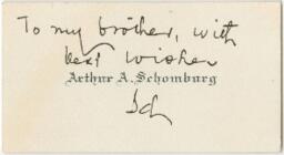 Arthur A. Schomburg Card, circa 1920