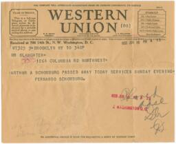 Telegram from Fernando Schomburg to Henry P. Slaughter, June 10, 1938